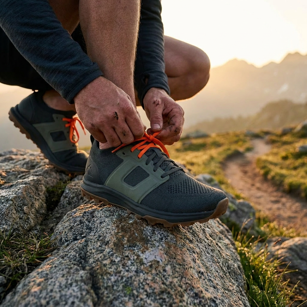Lacing the Switchback on a ridge